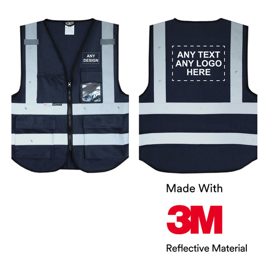 High-visibility vest with logo print - Navy blue