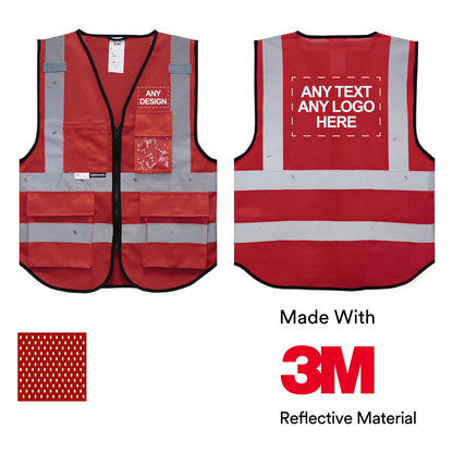 Warnweste mit Logoaufdruck (MOQ: 10) - Rot (Mesh-Gewebe)