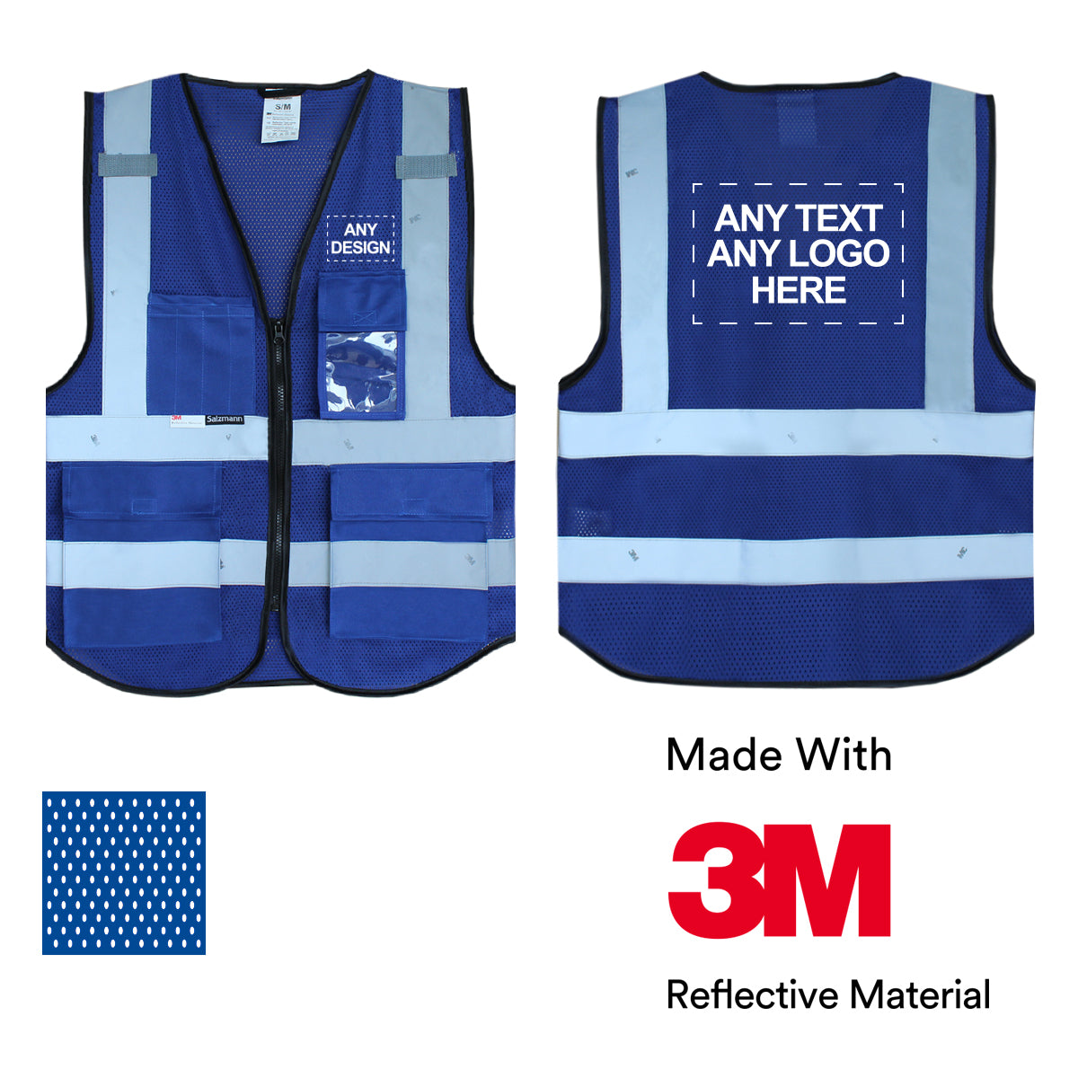 Warnweste mit Logoaufdruck (MOQ: 10) - Blau (Mesh-Gewebe)