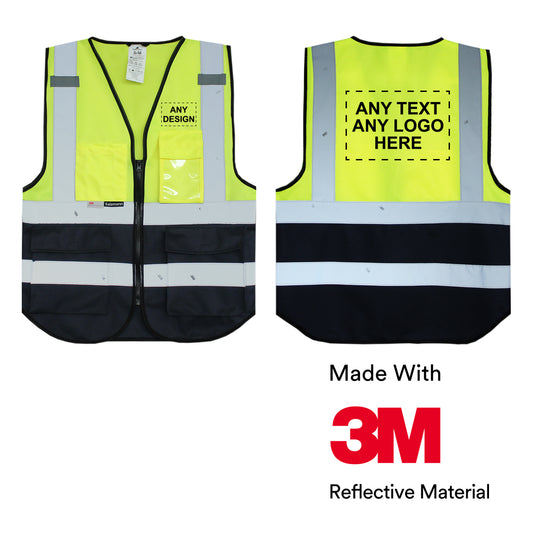 Warnweste mit Logoaufdruck  - Gelb/Marineblau