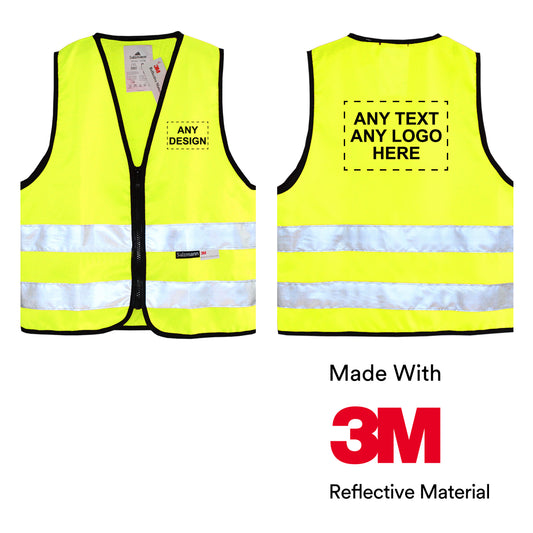 Kinderwarnweste mit Logoaufdruck Reißverschluss  - Gelb