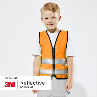 Kinderwarnweste mit Logoaufdruck Reißverschluss  - Orange
