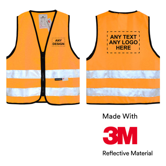 Kinderwarnweste mit Logoaufdruck Reißverschluss  - Orange