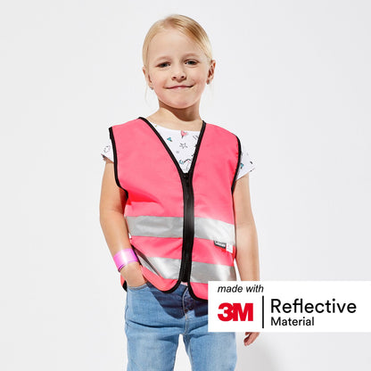 Kinderwarnweste mit Logoaufdruck Reißverschluss  - Pink