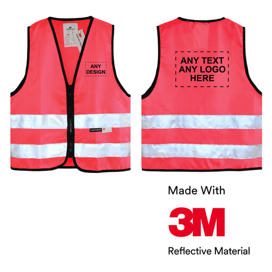 Kinderwarnweste mit Logoaufdruck Reißverschluss  - Pink