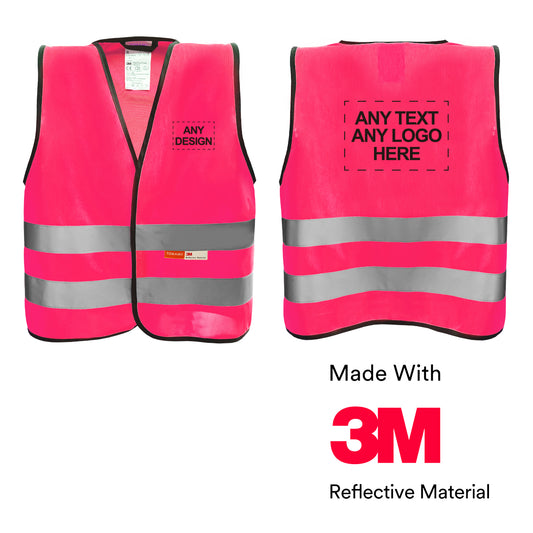 Kinderwarnweste mit Logoaufdruck Klettverschluss - Pink