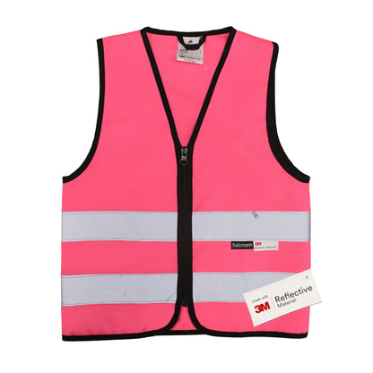 Kinderwarnweste mit Logoaufdruck Reißverschluss  - Pink