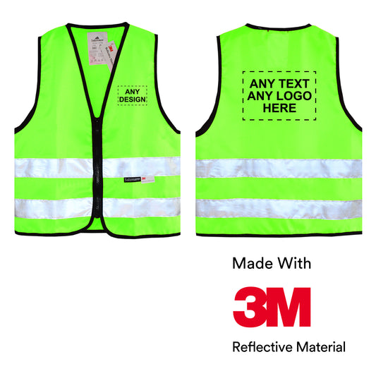 Kinderwarnweste mit Logoaufdruck Reißverschluss  - Grün