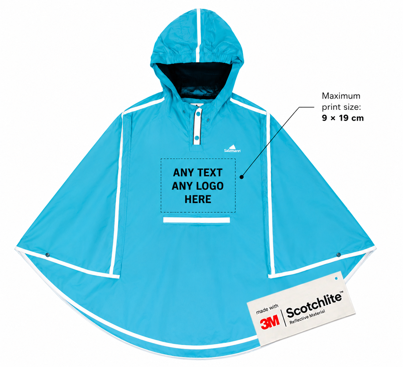 Regenponcho mit Logoaufdruck  - Türkis