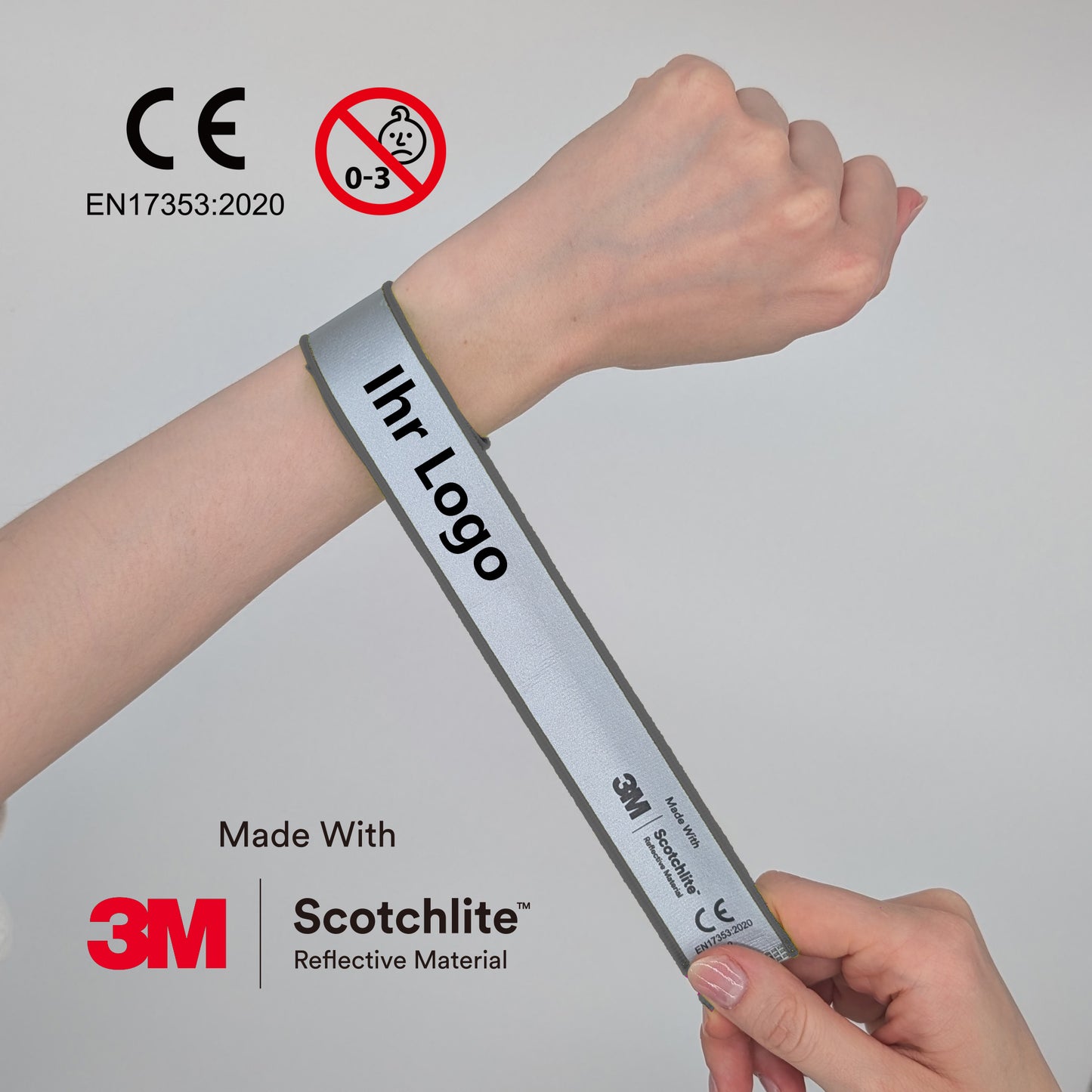 Schnappband Quality – 3M Scotchlite - EN 17353, grau (MOQ: 250)