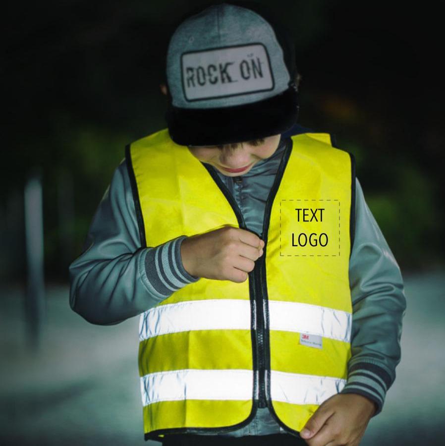 Kinderwarnweste mit Logoaufdruck Reißverschluss  - Gelb