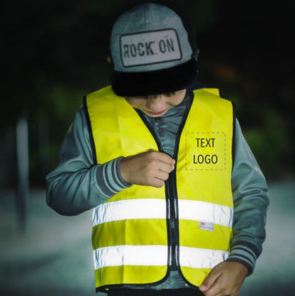 Kinderwarnweste mit Logoaufdruck Reißverschluss  - Gelb